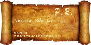 Paulics Réta névjegykártya
